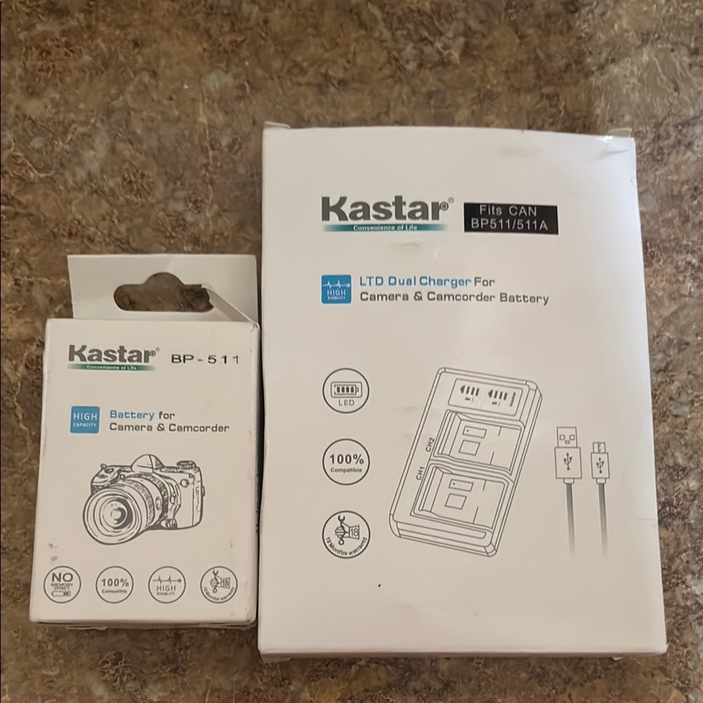 Dual Charger and Battery Set for Cameras - White